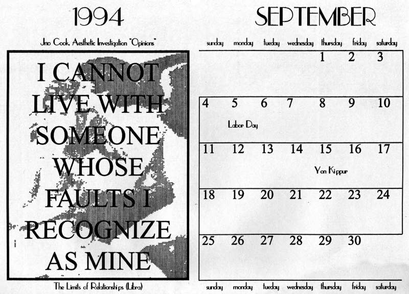 Jno Cook 1994 Calendar